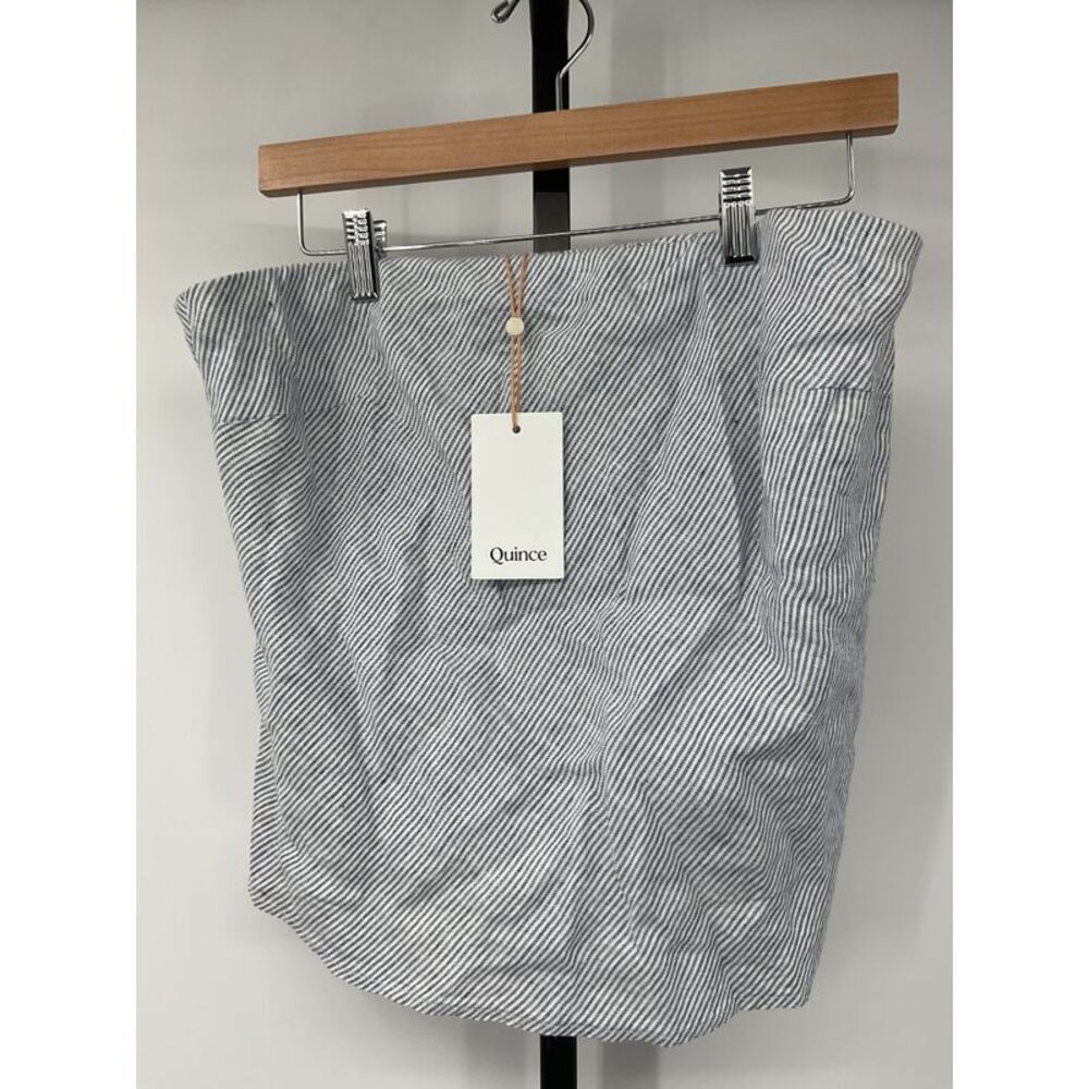 Quince Women's 100% European Linen Strapless Top White L